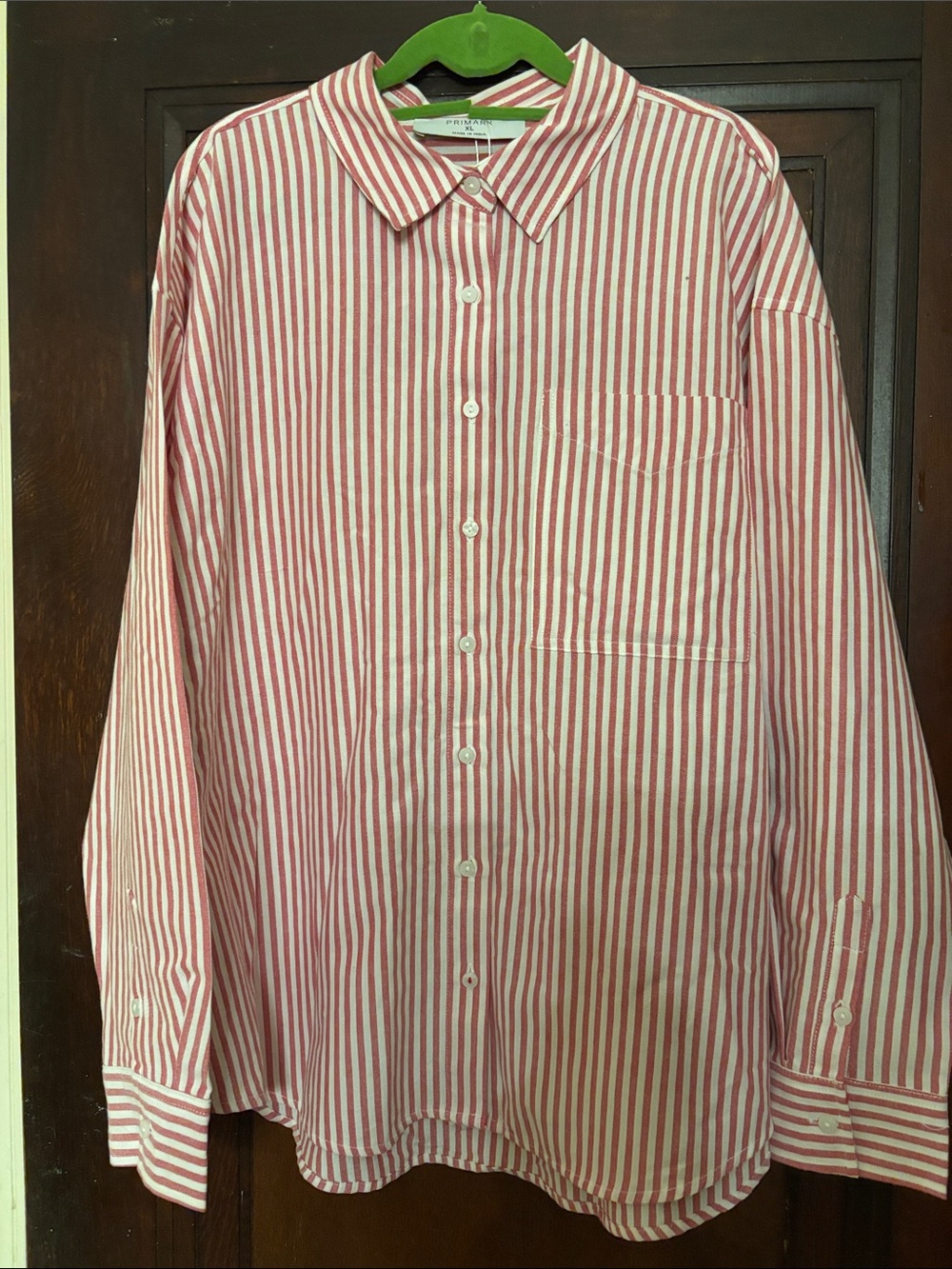 Primark Pink and White Striped Button-Down Shirt